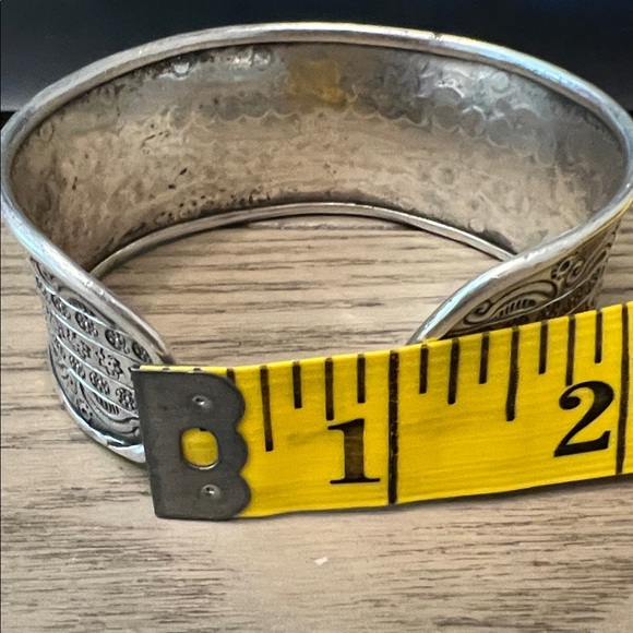 Sterling Silver Floral Stamped Cuff - Picture 7 of 12
